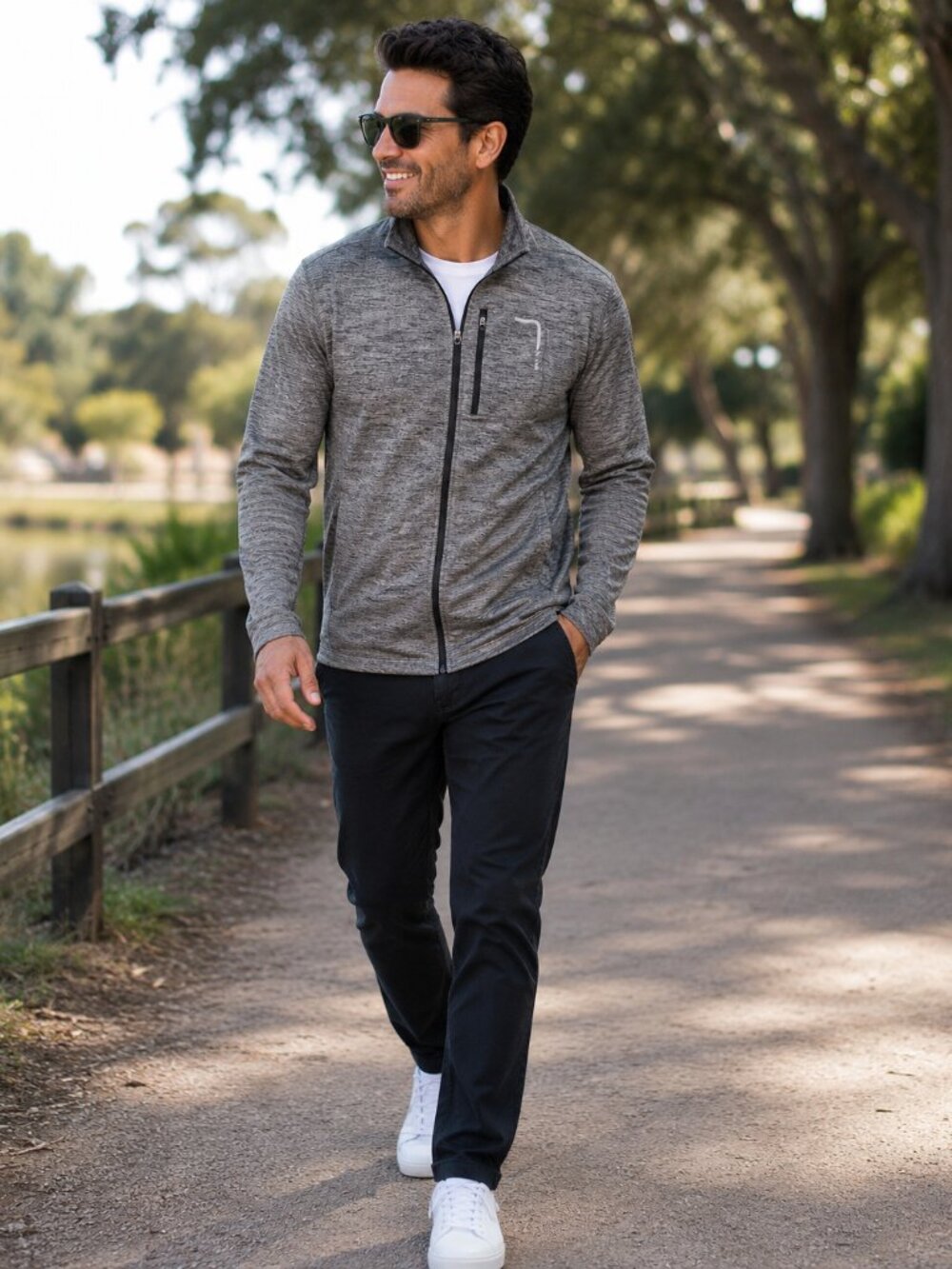 Roundtree & Yorke Performance Gray Full Zip Athletic Jacket XL